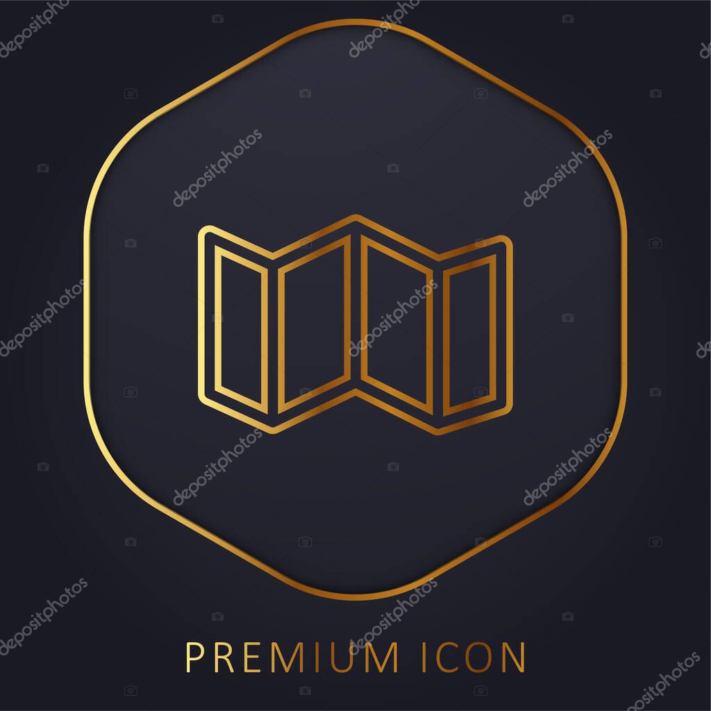 Big Map Folded golden line premium logo or icon
