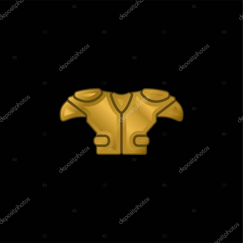 American Football Player Black T Shirt Cloth gold plated metalic icon or logo vector