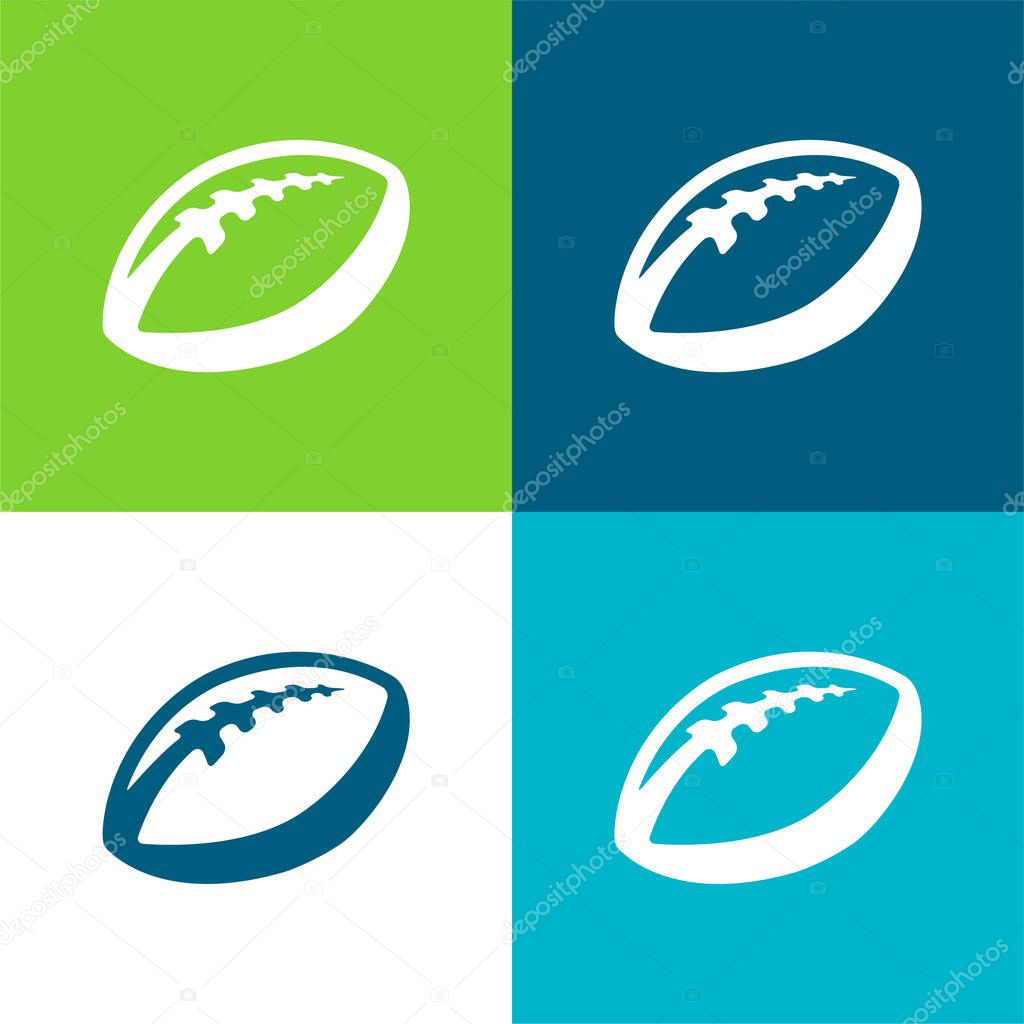 Ball Of Rugby Flat four color minimal icon set