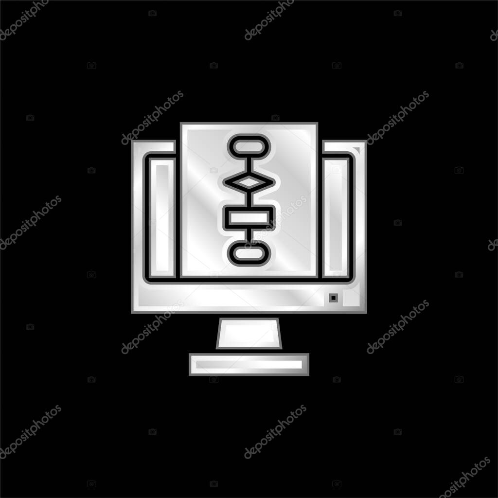 Algorithm silver plated metallic icon