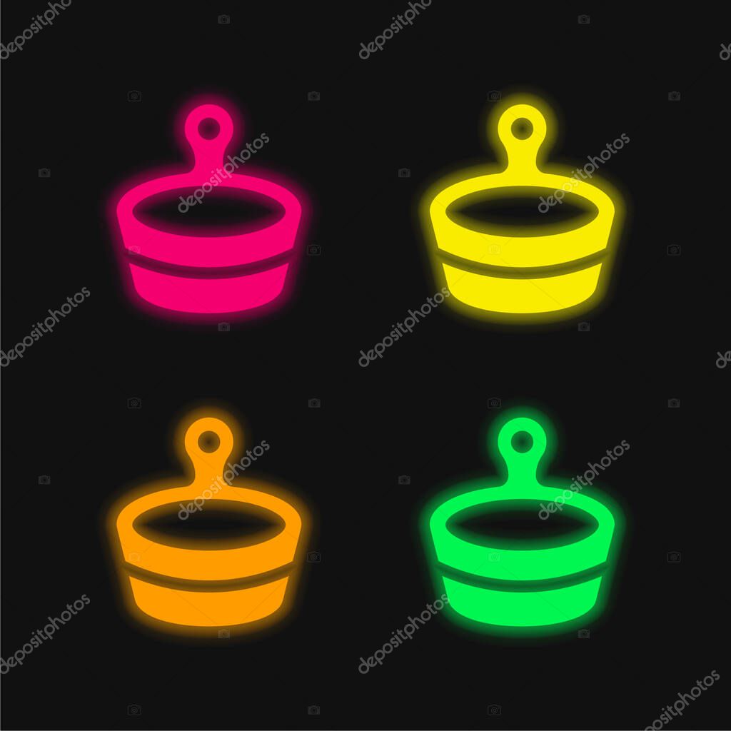 Bath four color glowing neon vector icon