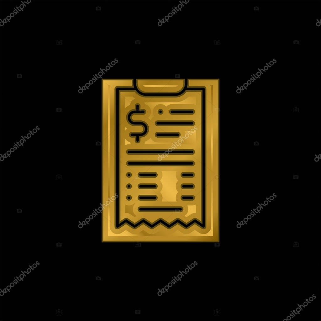 Bill gold plated metalic icon or logo vector