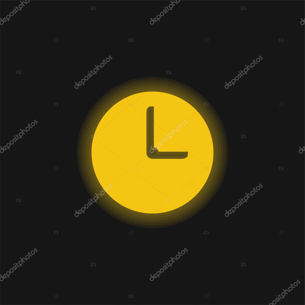 Black Wall Clock yellow glowing neon icon