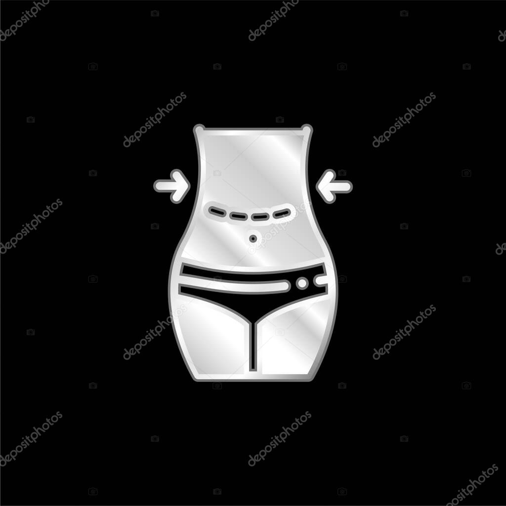 Abdominoplasty silver plated metallic icon