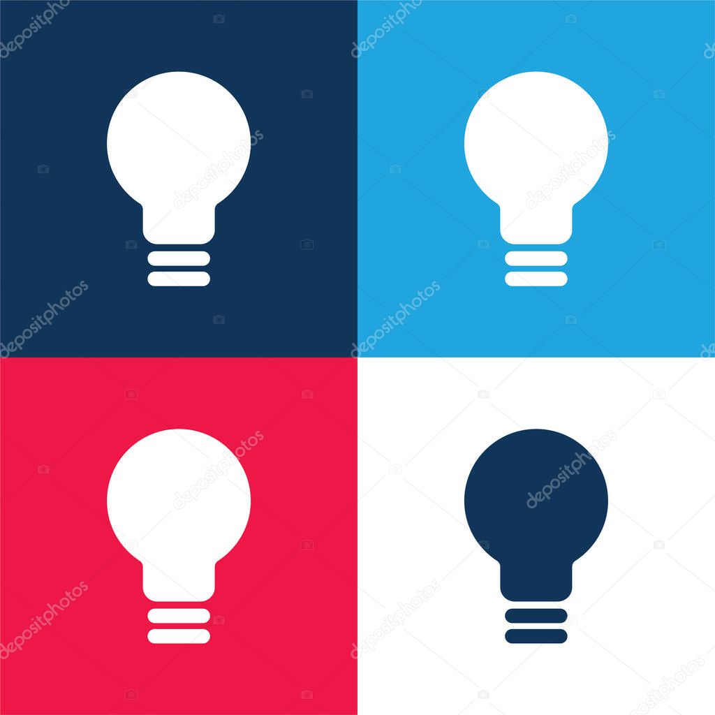 Black Lightbulb blue and red four color minimal icon set