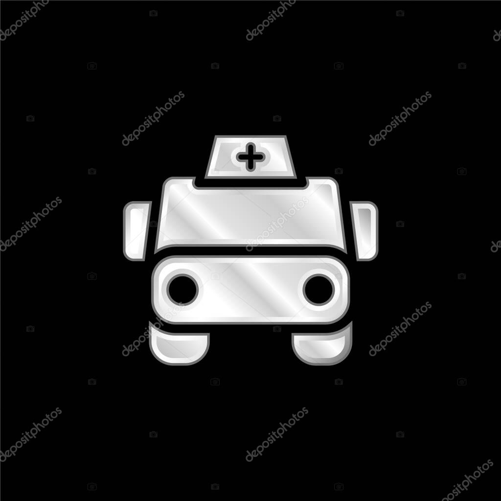 Ambulance silver plated metallic icon