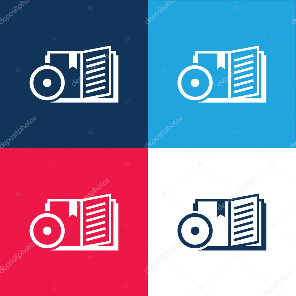 Book blue and red four color minimal icon set