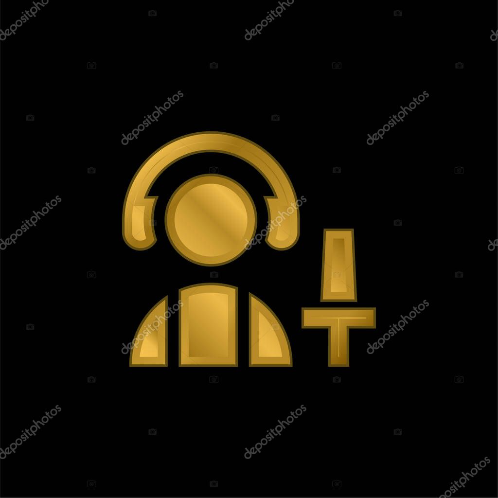 Aircraft gold plated metalic icon or logo vector