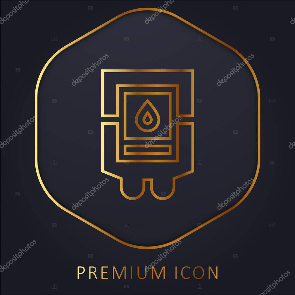 Blood Bag golden line premium logo or icon