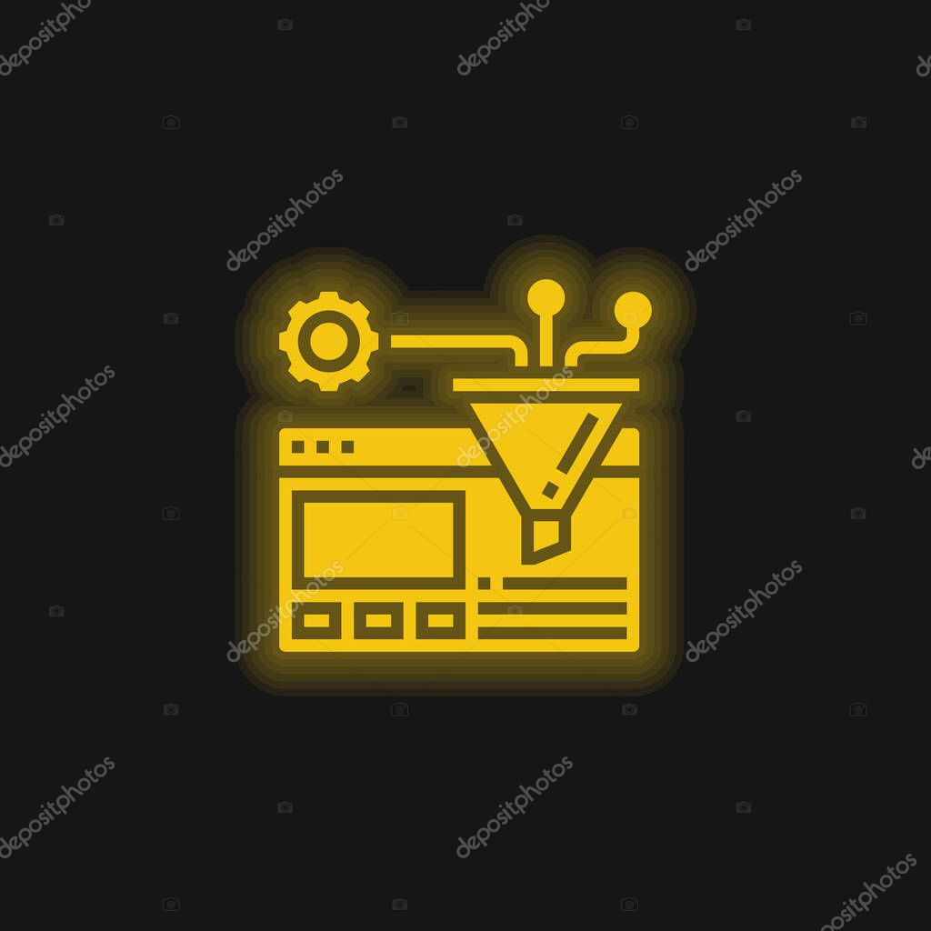 Algorithm yellow glowing neon icon