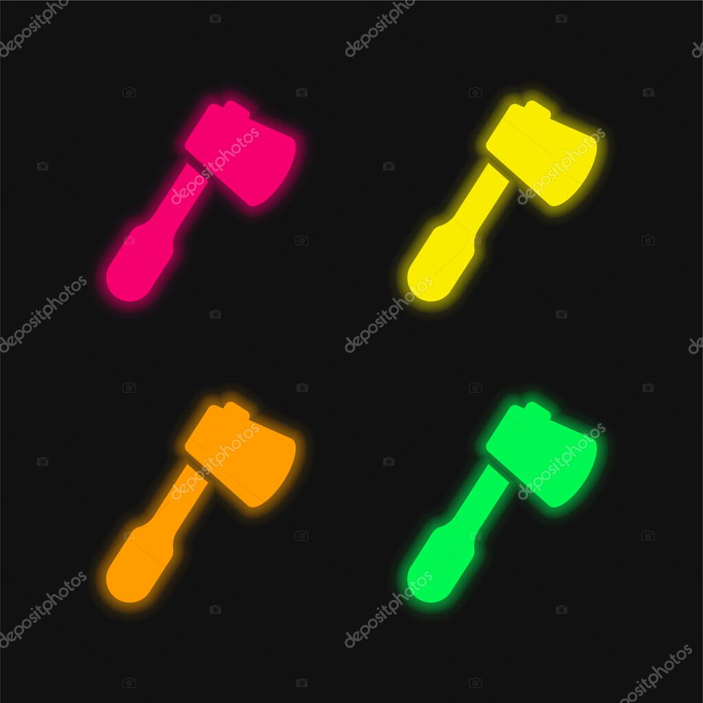 Ax four color glowing neon vector icon