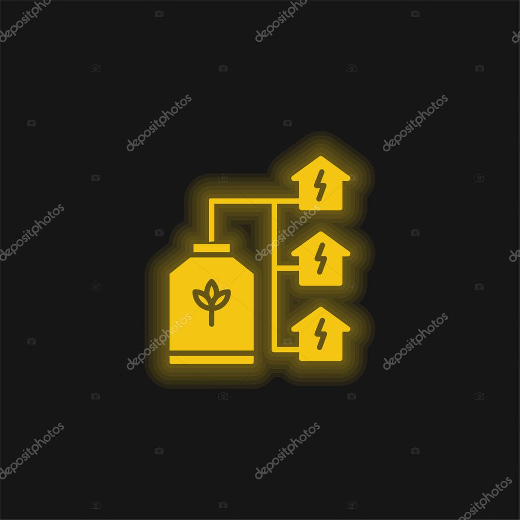 Bio Energy yellow glowing neon icon