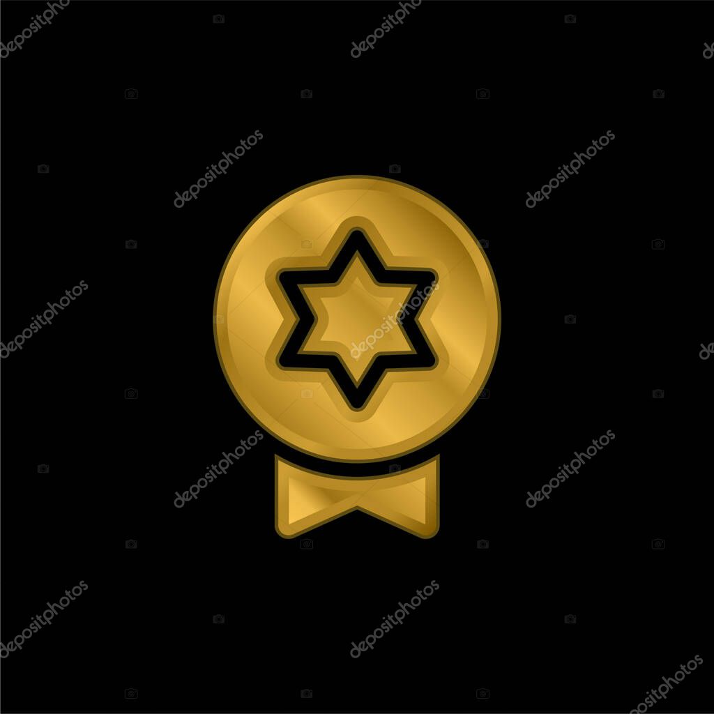 Badge gold plated metalic icon or logo vector