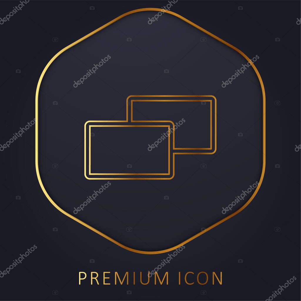 2 Squares golden line premium logo or icon