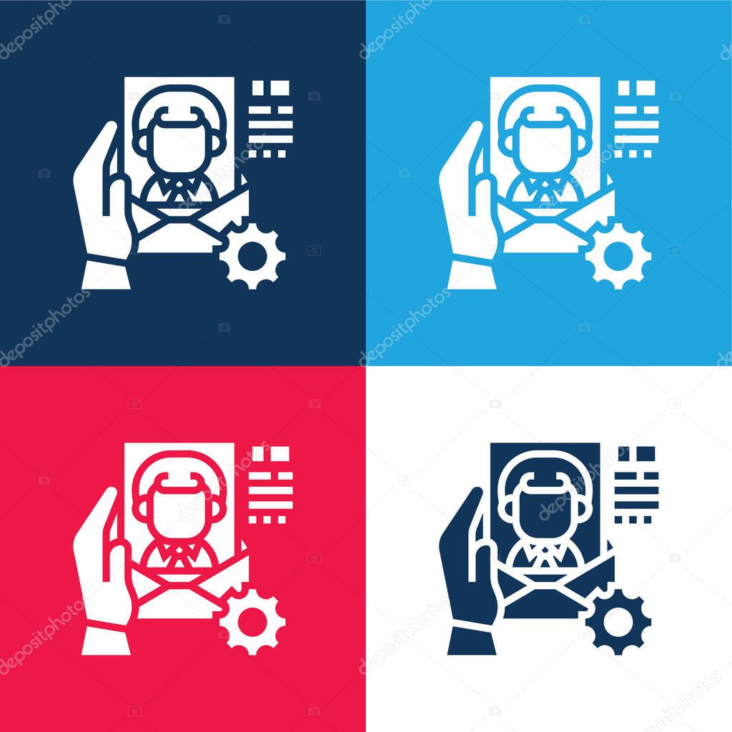 Agency blue and red four color minimal icon set