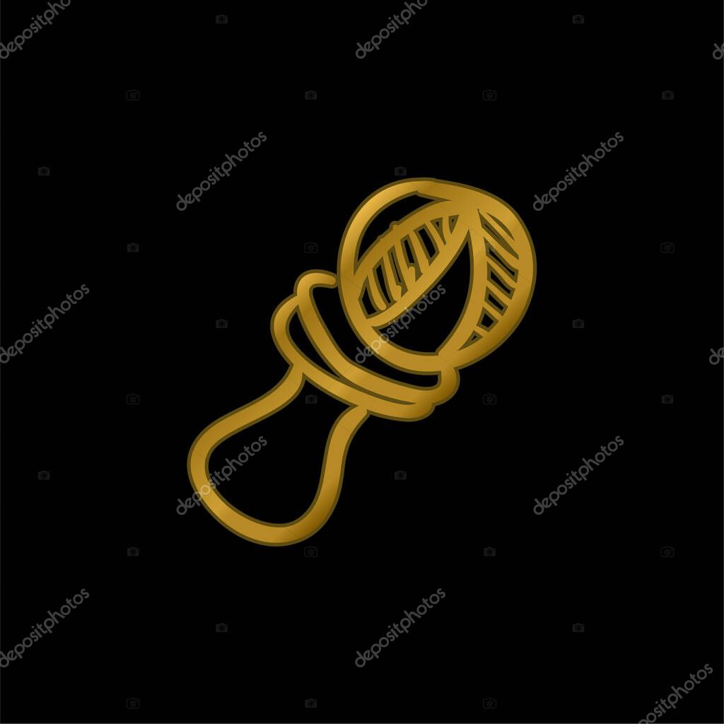 Ball On Toy Entertaining Object gold plated metalic icon or logo vector