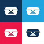 Krabice modrá a červená čtyři barvy minimální ikona nastavena