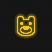 Bear Head yellow glowing neon icon