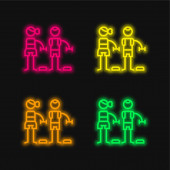 Bodypump čtyři barvy zářící neonový vektor ikona