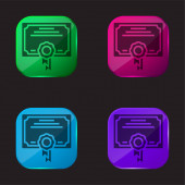 Ocenění čtyři barvy skleněné tlačítko ikona