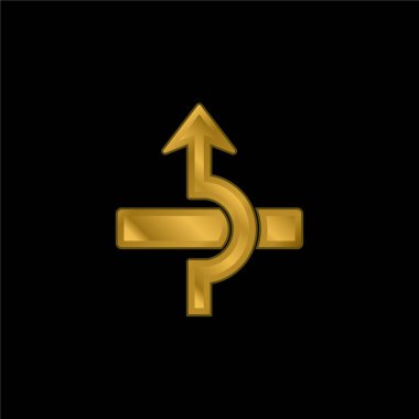 Bir Dikdörtgen Element Altın kaplama metalik simge ya da logo vektörü üzerinde ok