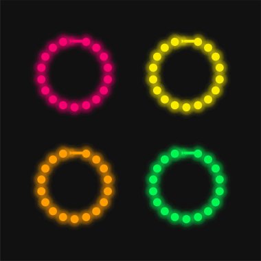 Bileklik dört renk parlayan neon vektör simgesi