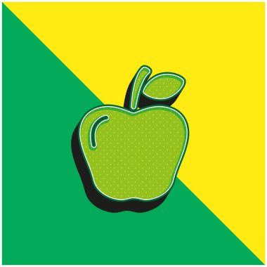 Apple Fruit Green ve sarı 3d vektör simgesi logosu