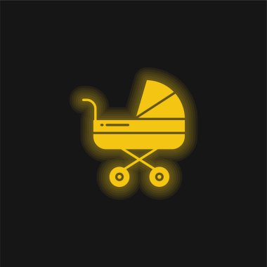 Bebek Arabası Sarı parlak neon ikonu