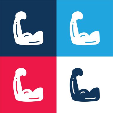 Biceps blue and red four color minimal icon set clipart