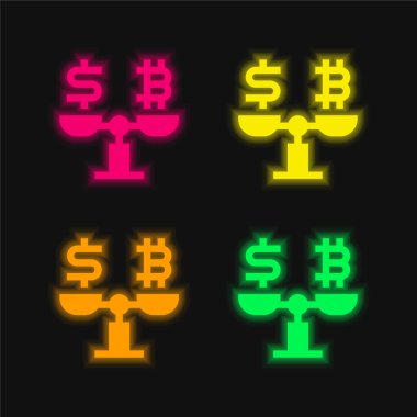Dört renk parlayan neon vektör simgesi dengesi