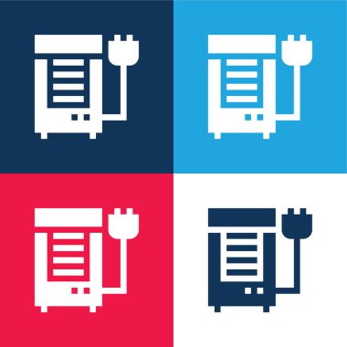 Klima mavi ve kırmızı dört renk minimal simgesi seti