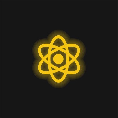 Atom Enerjisi sarı parlak neon simgesi
