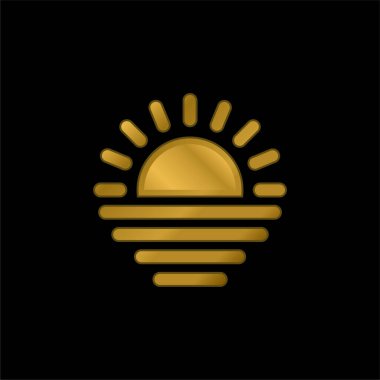 Plaj Günbatımı altın kaplama metalik simge veya logo vektörü