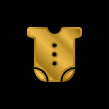 Bebek Giysileri Altın kaplama metalik simge veya logo vektörü