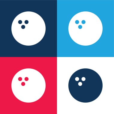 Bowling topu mavi ve kırmızı dört renk minimal simge kümesi