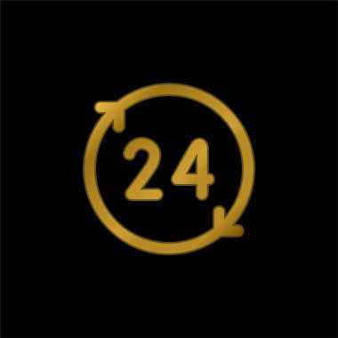24 Saat Altın Kaplama Metal Simge veya logo Vektörü