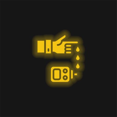 Kan testi sarı parlayan neon simgesi