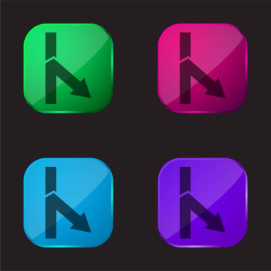 Çatallanma Sağ Ok Açısı Dört Renkli Cam Simge