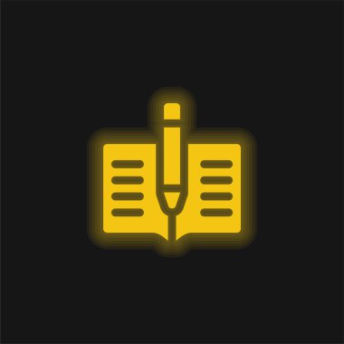 Book yellow glowing neon icon clipart