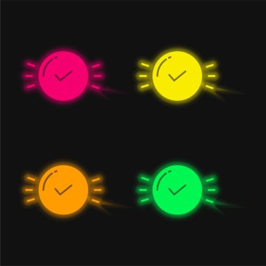 Approval four color glowing neon vector icon clipart