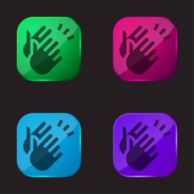 Applause four color glass button icon clipart