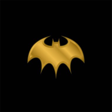 Bat Halloween gold plated metalic icon or logo vector clipart