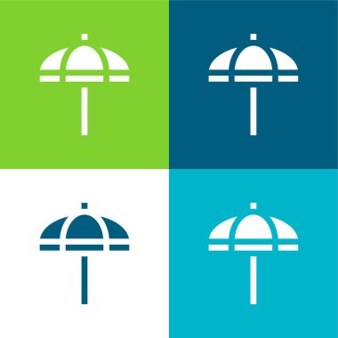 Beach Umbrella Flat four color minimal icon set clipart