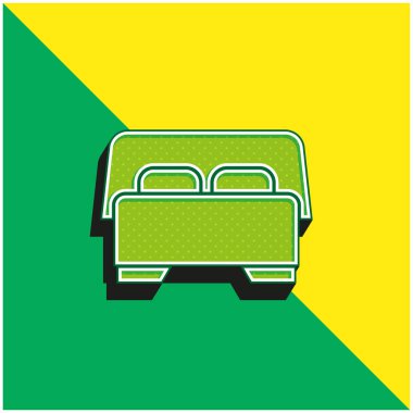 Yatak Yeşil ve Sarı Modern 3D vektör simgesi logosu