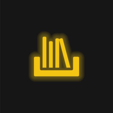 Kitap rafı sarı parlak neon simgesi