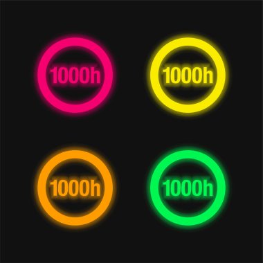 1000h Circular Label Lamp Indicator four color glowing neon vector icon clipart