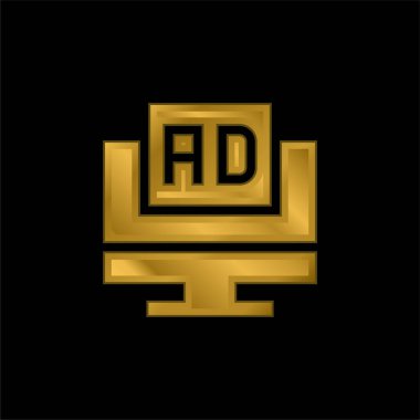 Reklamlar altın kaplama metalik simge veya logo vektörü