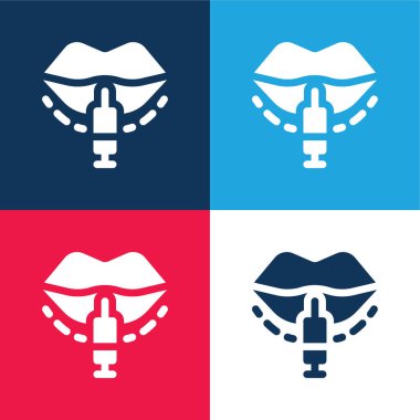 Botox blue and red four color minimal icon set clipart