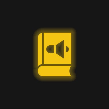 Audiobook yellow glowing neon icon clipart