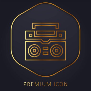 Altın çizgili boombox logosu veya simgesi